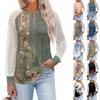 Women's  Long Sleeve  T Shirts Round Neck Lace Tops  Casual Blouses Trendy  Fashion Top