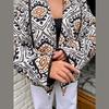 Printed Lace Up Cotton Jacket Lapel Cardigan Thick Warm Women's Oversize Coat Retro Ethnic Style Autumn/Winter 2025