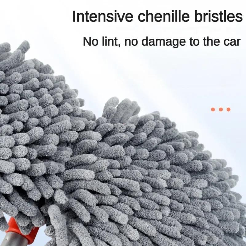 Двойная вращающаяся швабра для мытья автомобиля, трехсекционная телескопическая швабра для мытья окон и крыш, техническое обслуживание, автопринадлежности, аксессуары