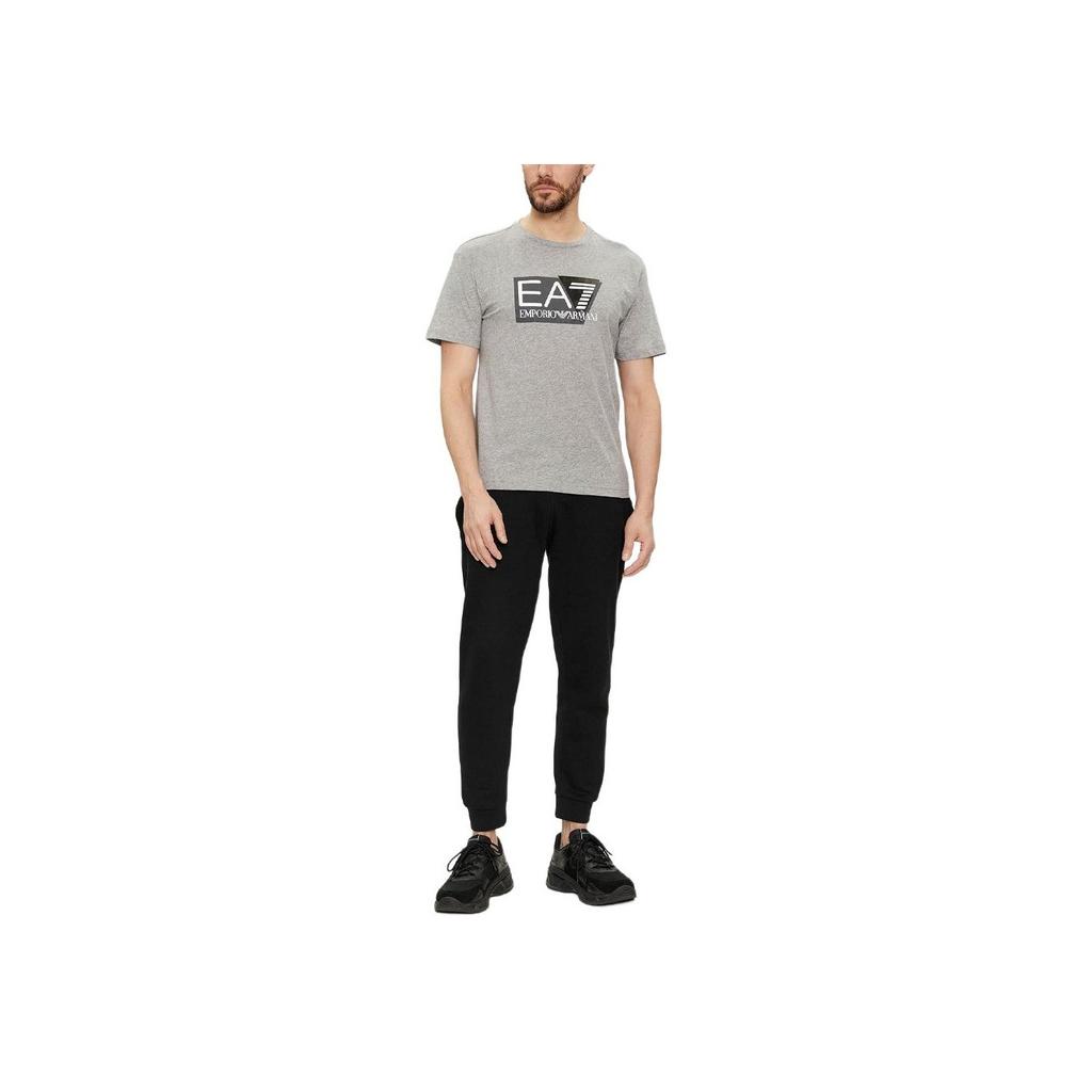 Emporio Armani Мужская футболка EA7 с принтом логотипа и букв, с круглым вырезом, прямой крой, короткий рукав, серый 3DPT81-PJM9Z-3905