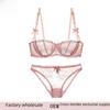 European & American Sexy Ultra-Thin Half-Cup Lace Bra Set for Large Busts - Anti-Sagging, Transparent Design