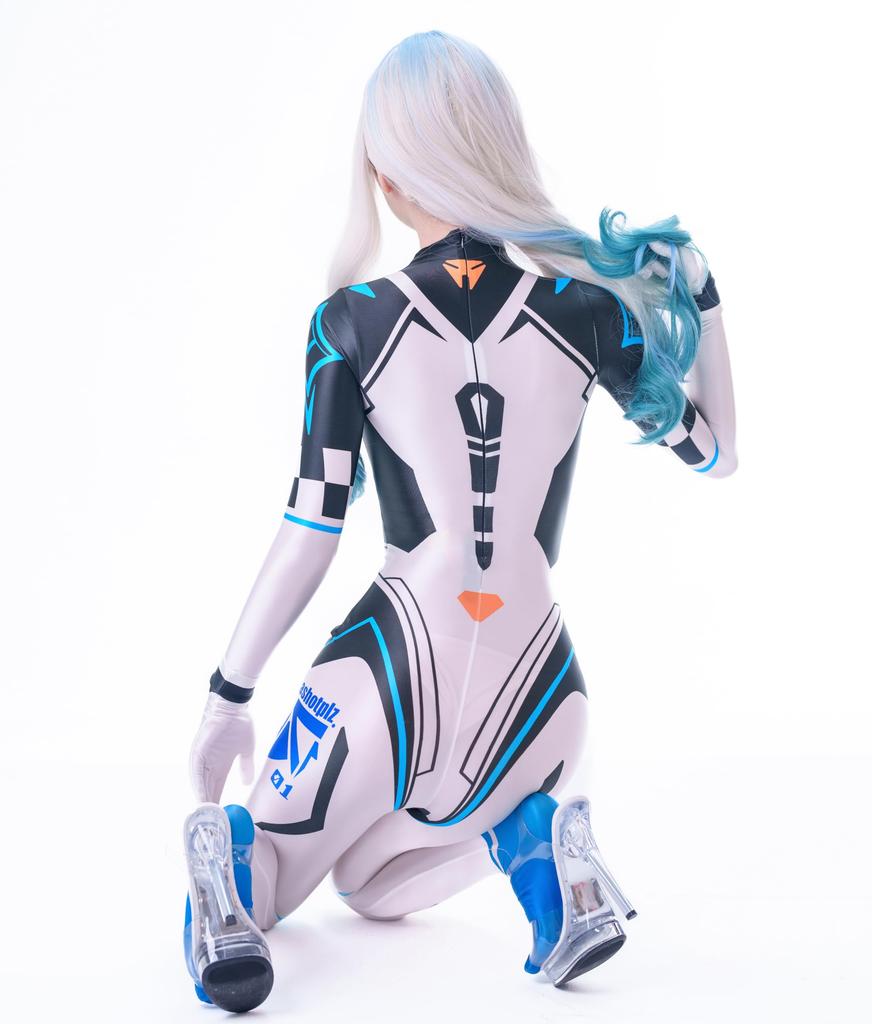 Сексуальные колготки на все тело с гладкой и блестящей спиной, танцевальные колготки для косплея LOST-G, перчатки, молния, (Размер L, БЕЛЫЙ)