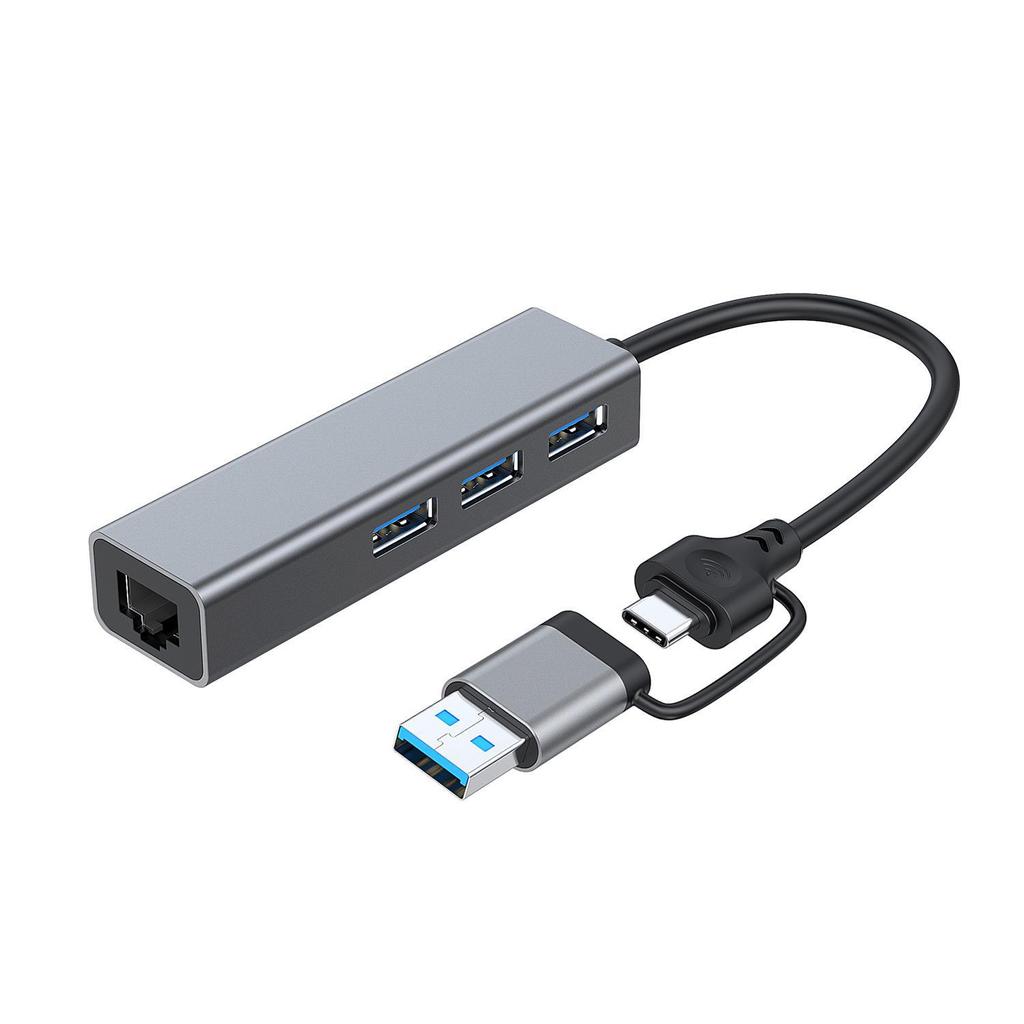 Сетевой адаптер USB-C - RJ45 2-в-1 Gigabit с 3-портовым концентратором USB 3.0