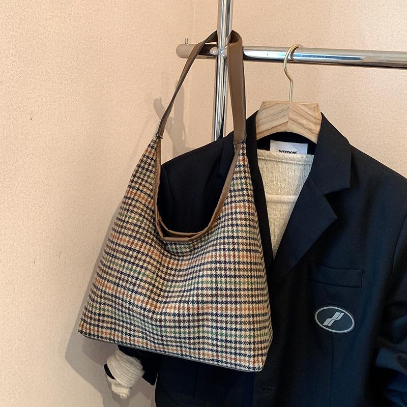 Большая вместительная сумка через плечо в клетку для женщин, новая повседневная универсальная сумка для покупок в клетку для работы, поездок на работу, сумка для игрушек