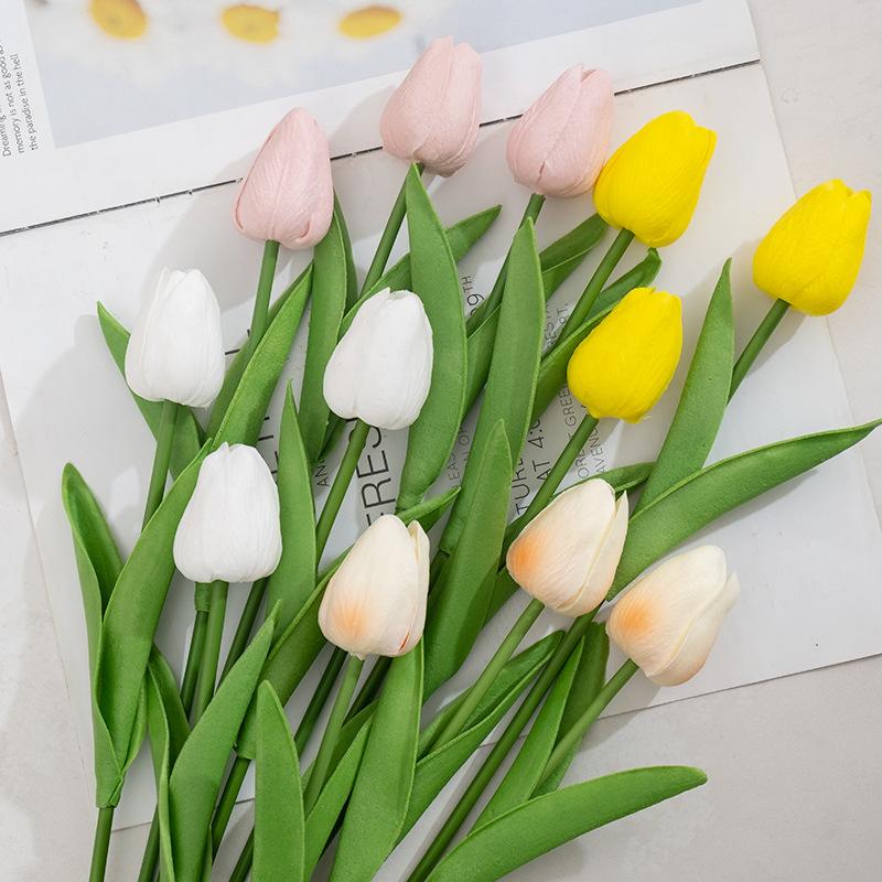5Pcs Artificial Tulip Flowers Pink White Tulips Fake Flowers Bouquet Wedding Garden Decoration Home Vase Decor Plants Mother's Day Gift