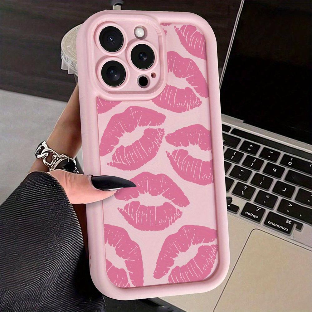 Розовый чехол для телефона из ТПУ с принтом губ, подходит для iPhone 17 16 15 14 13 12 11 Pro/Max/Plus, противоударная задняя крышка