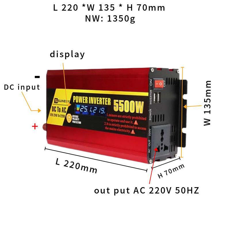 Универсальный автомобильный инвертор 12 В/24 В в 220 В, 4000 Вт/5000 Вт аккумуляторный наружный источник питания