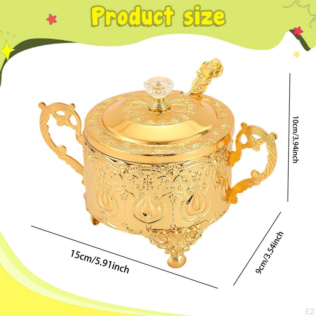 Сахарница с крышкой и ложкой, ретро, пыленепроницаемая, многоцелевая, емкость для приправ, банка для еды для мероприятия, праздника