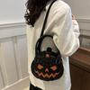 Halloween Single-shoulder Bag Color-blocking Hand-held Women's Bag Simple PU Leather Crossbody Pumpkin Bag CLE