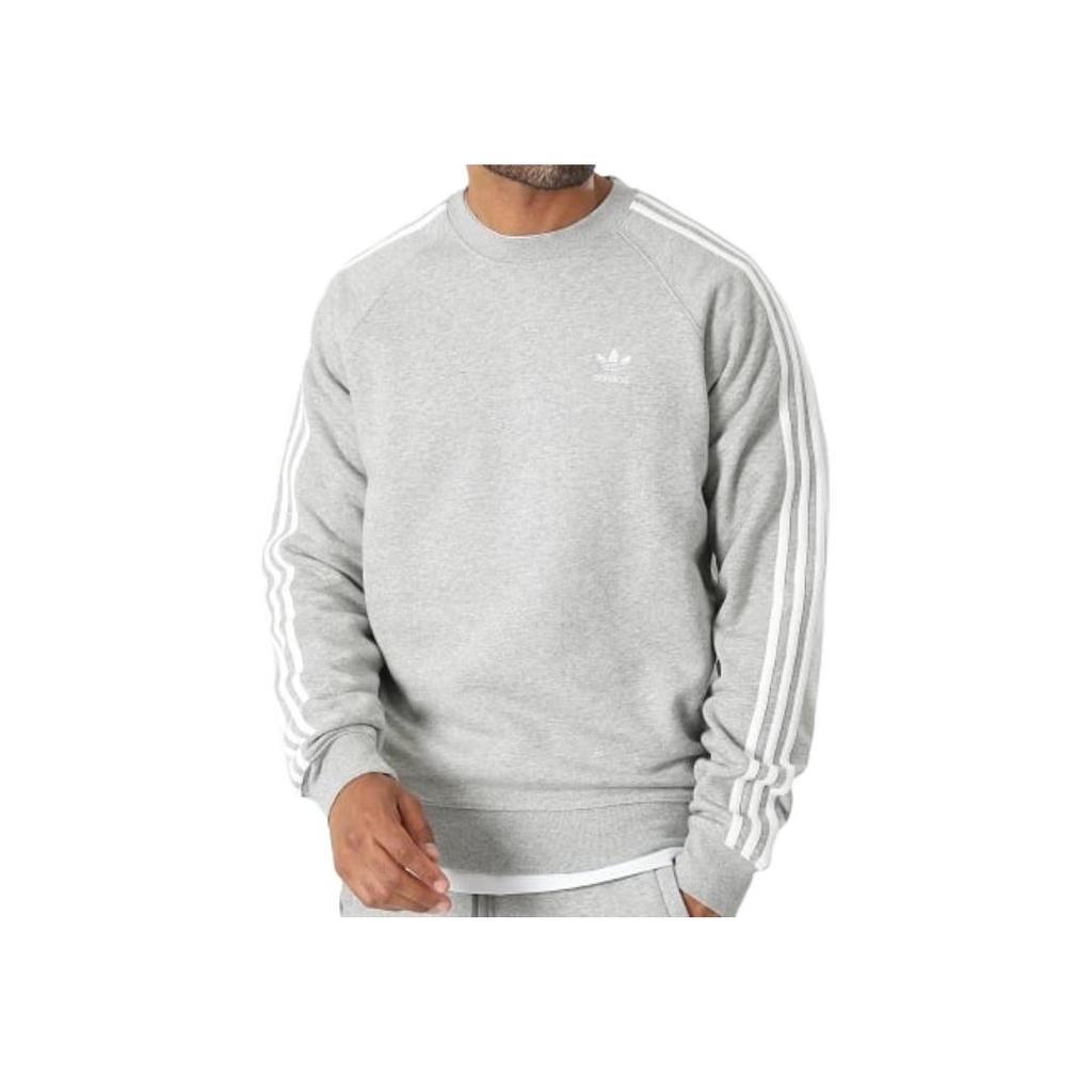 adidas Толстовка Originals Three Stripes Color Block Logo с круглым вырезом и длинным рукавом, мужская толстовка серого цвета IM4514