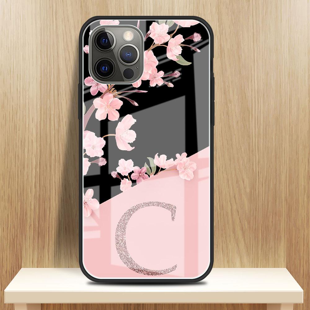 Изготовленный на заказ чехол Cherry Blossom Flower Initial Glass для Apple iPhone 14 13 Pro 11 12 7 8 Plus SE 2022 XR X XS Max 6 6S Phone Cover
