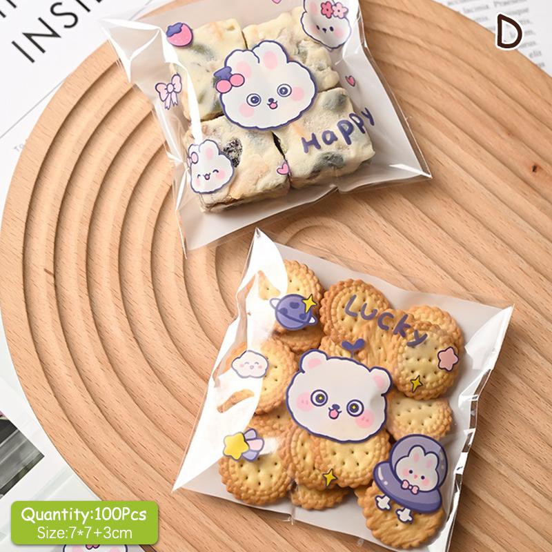 100Pcs 7*7Cm Clear Cake Gift Bag Plastic Candy Cookies Biscuits Packaging Bags