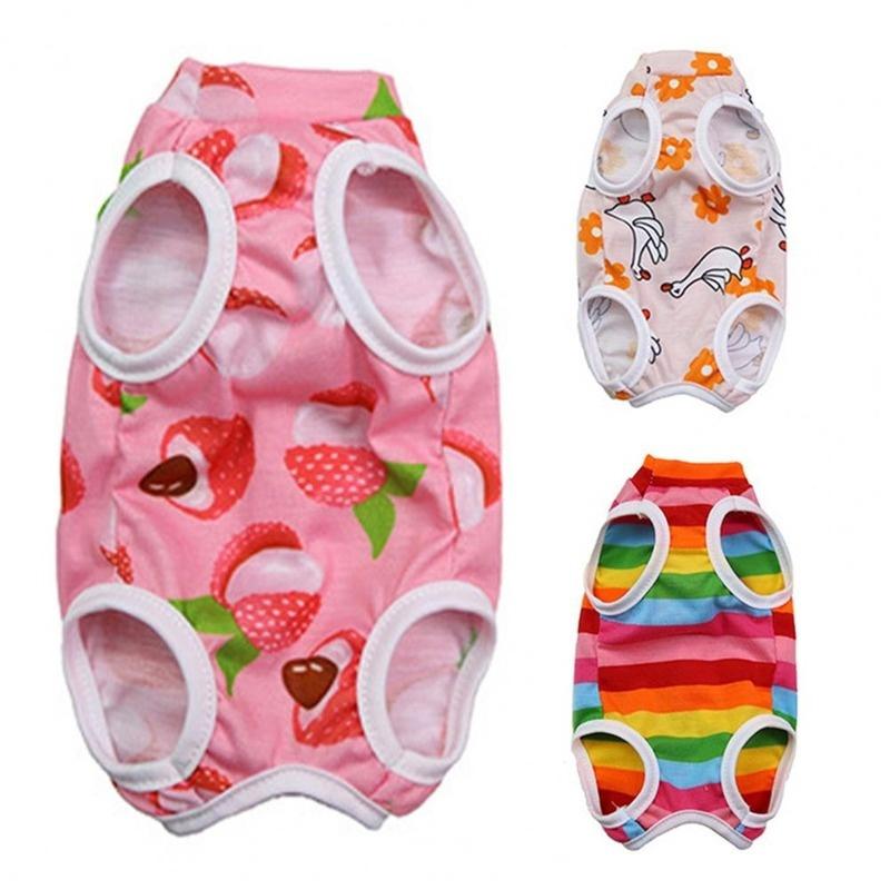 Одежда для стерилизации при отлучении кошек от груди, эластичная одежда для ухода за послеоперационным периодом, одежда с фруктовым принтом, одежда для домашних животных, жилет с защитой от лизания