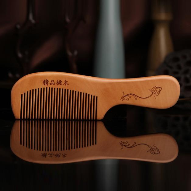 1Pcs Natural Mahogany Comb Women Men Home Travel Wood Anti-static Fine-tooth Comb Wooden Handles
