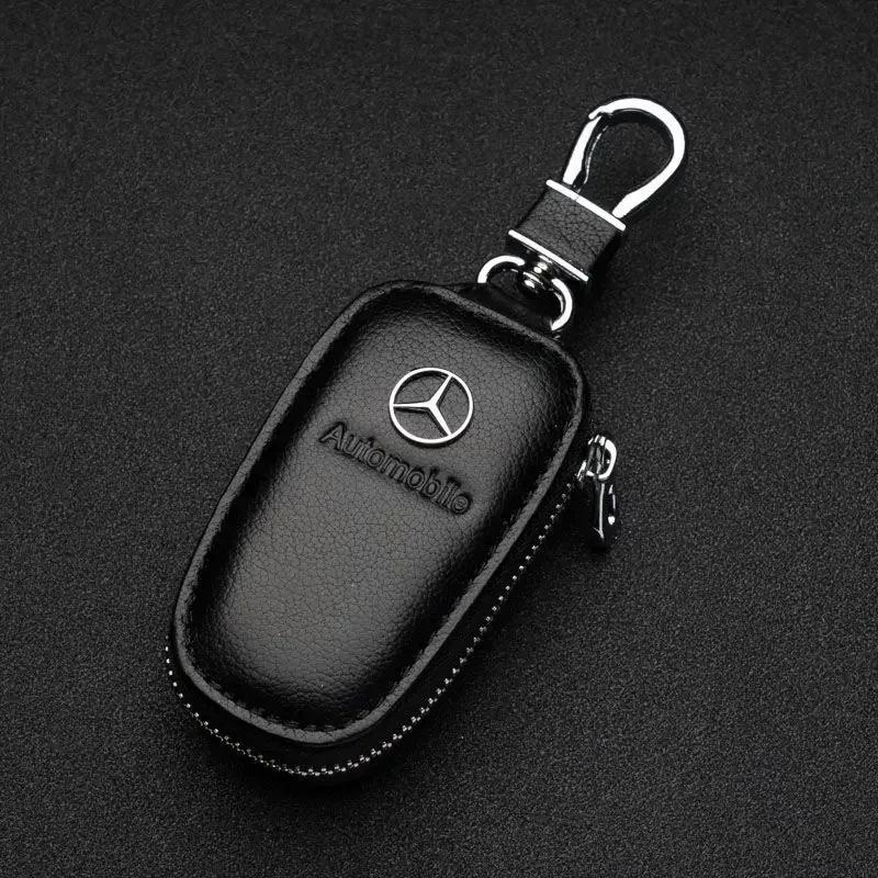 AABHZ1 Car Key Bag for Mercedes Benz Leather Keychain Protective Storage Case W212 CLA SEL SL SLK S W210 W203 W204 W210 W211 hub cap