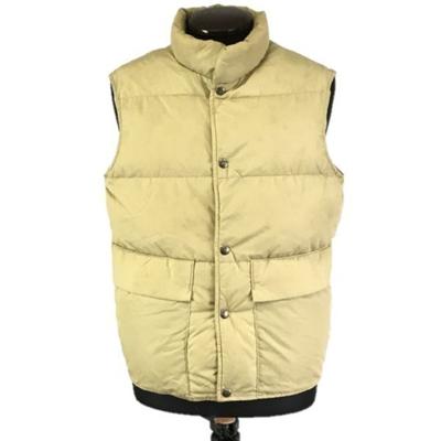 Woolrich 80-90-х годов Винтажный пуховый жилет Бежевый Мужской S Воротник-стойка Логотип Пуговицы(ИСПОЛЬЗОВАЛ)