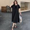 2025 Летнее платье больших размеров для женщин, свободное повседневное платье, базовое винтажное элегантное длинное платье с коротким рукавом из искусственной ткани Tewo