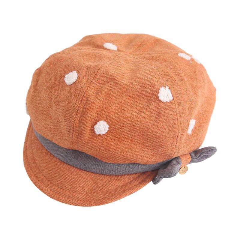 Children Dot Pattern Classic Retro Style Baby Cap Toddler Girl Autumn Bowknot Berets Hat