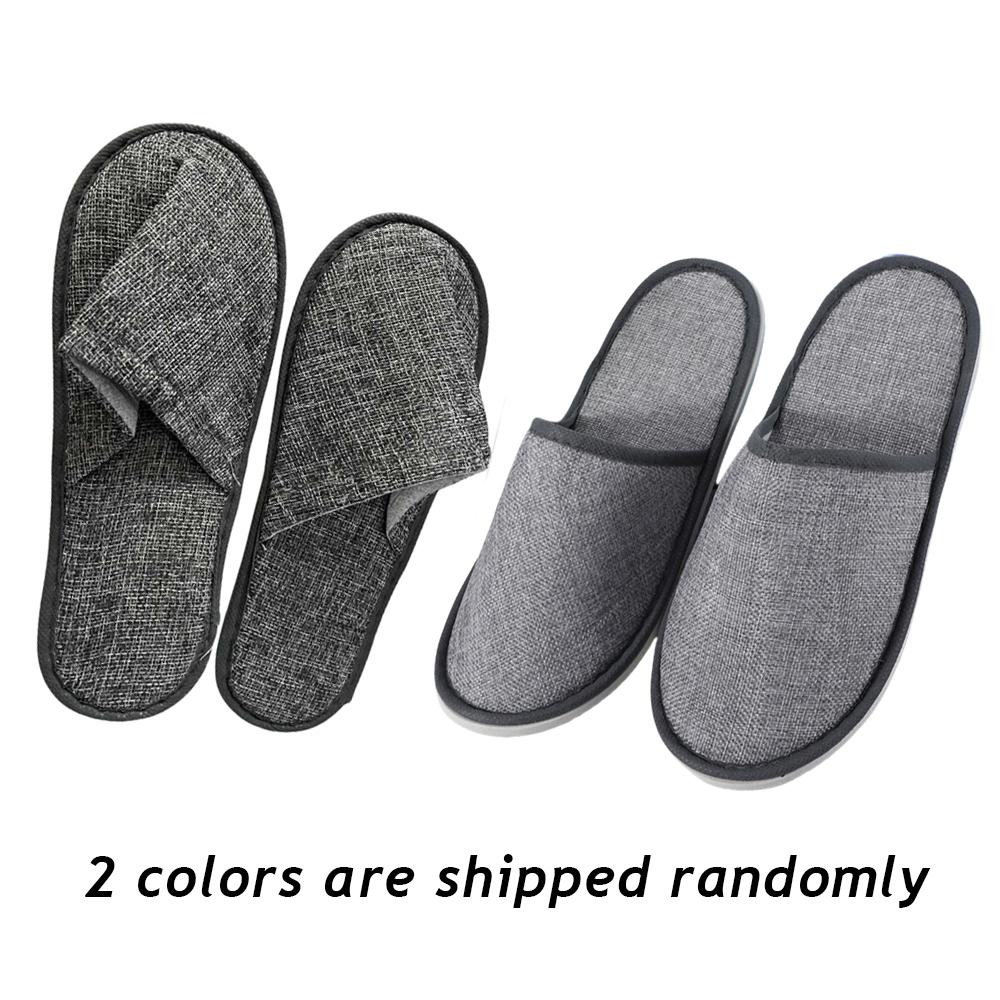 1 Pair Hotel Travel Slippers Cotton Linen Disposable Slippers Sanitary Home Guest Use Men Women Indoor Bedroom House Shoes