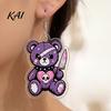 Halloween Party Costume Props 1 Pair Dangle Earrings for Women, 2D Acrylic Cute Niche Personalized Accessories Skeleton Bear Earrings, Funny