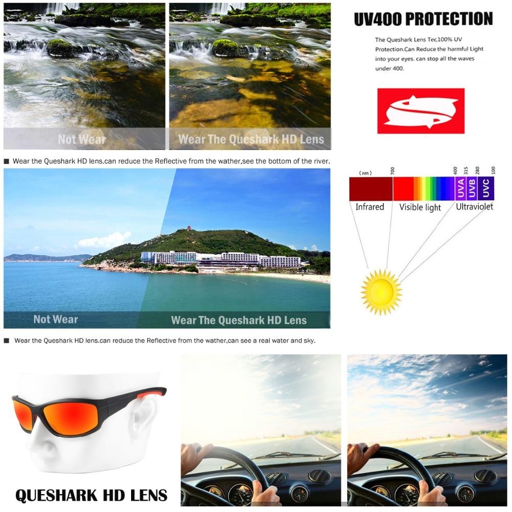 Queshark Polarized Cycling Sunglasses UV400 Sport Eyewear Women Men Fishing Hiking Glasses