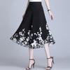 Womens Plain Knee Length Ladies Soft Stretch Flared Printed Skater Midi Skirt
