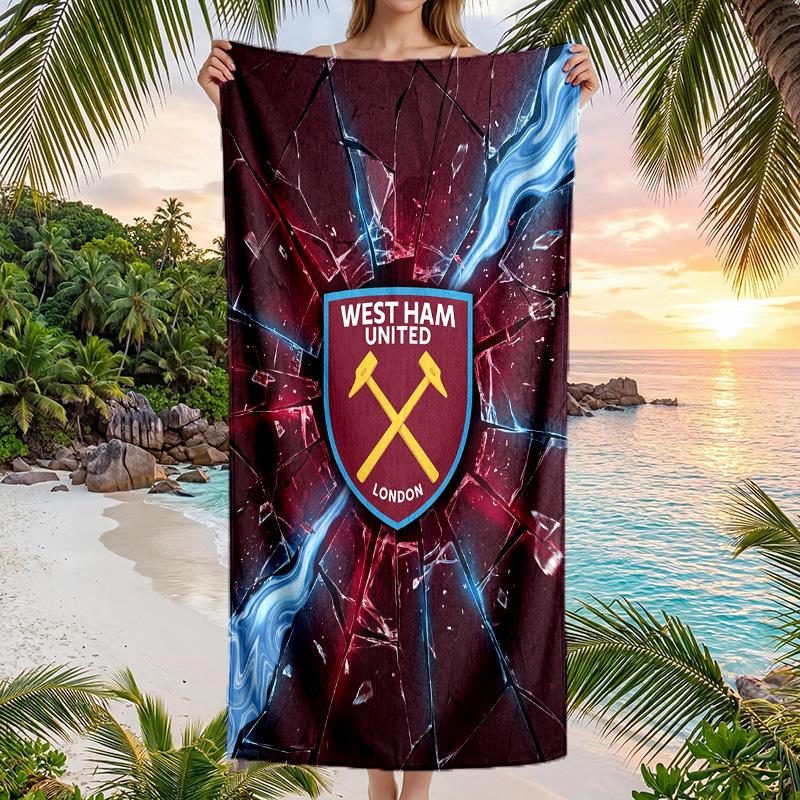 Футбольное пляжное полотенце West Ham United Мягкое из микрофибры Летнее полотенце Быстросохнущее Впитывающее полотенце для пляжа Бассейна Путешествий