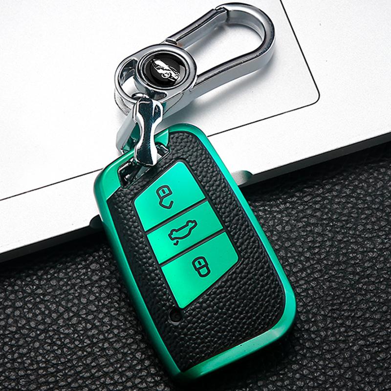 Leather Style Car Remote Key Case Cover Shell For Volkswagen VW Tiguan MK2 Magotan Passat B8 CC For Skoda Superb A7 Accessories