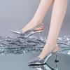 Fashion 2025 Summer Women's Gold Silver Pointy Toe High Heels Slingback Pumps Big Size 42 Elegant Sandal Office Lady Shoes