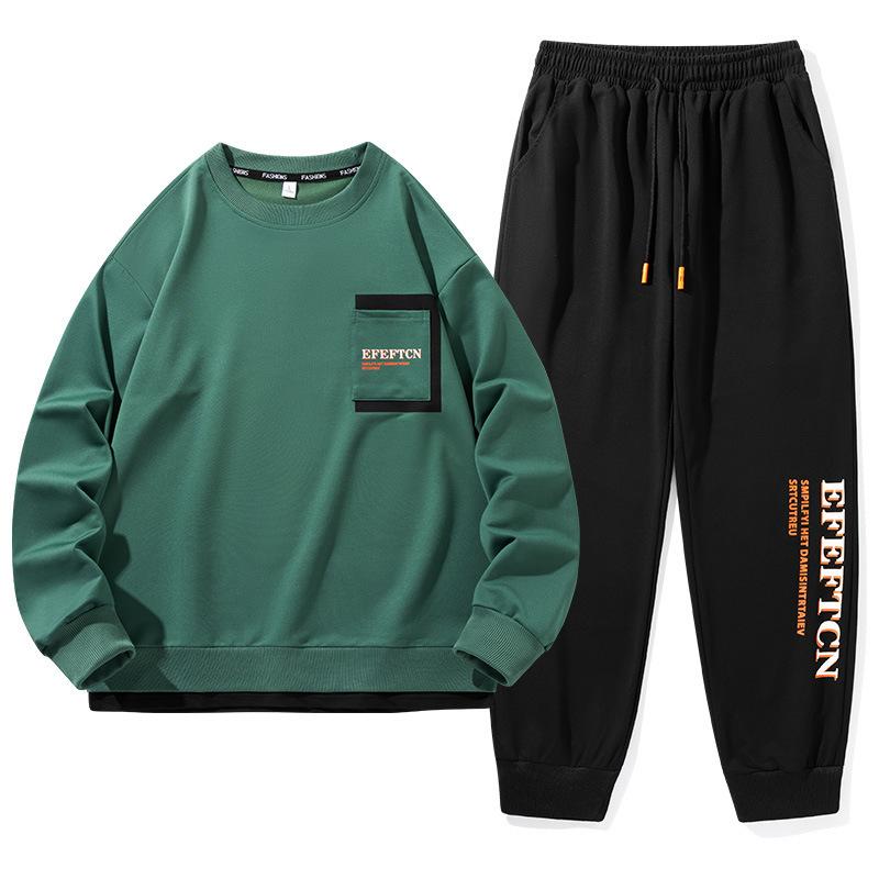 Мужской и женский красивый модный повседневный спортивный костюм для пары, весенне-осенняя толстовка с круглым вырезом, комплект из двух предметов