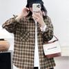 Женская куртка в клетку в стиле ретро 2025: Европейский стиль, Высокий класс, Повседневный и Свободный для Весны/Осени