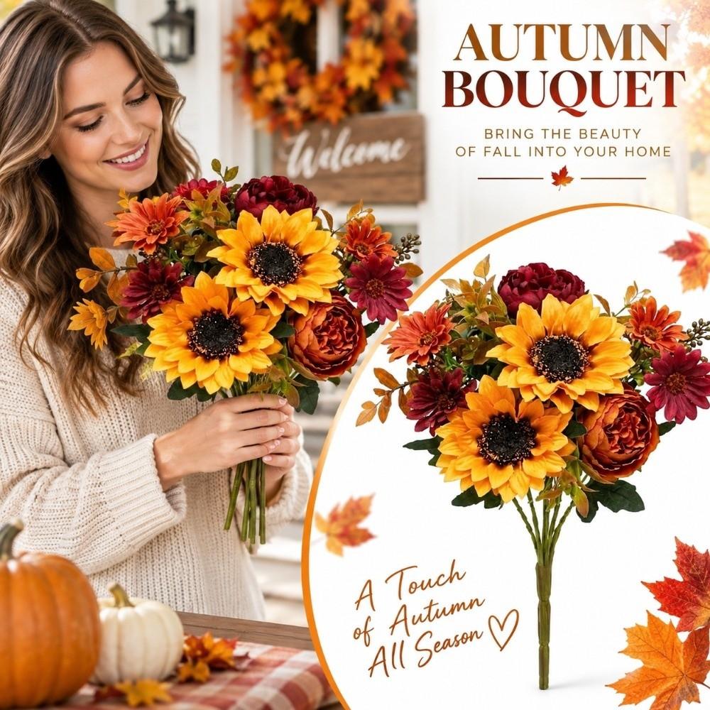 Realistic Appearance Artificial Sunflowers Autumn Theme Fake Flower Decor Home Decor