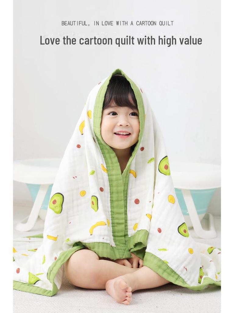 A-Class Soft Infant Cotton Gauze Bath Towel & Blanket, Six-Layer, Universal for All Seasons.