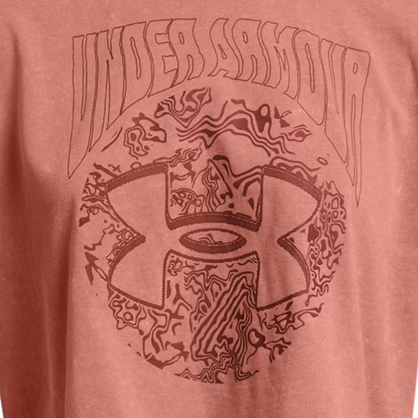 Under Armour Футболка с коротким рукавом и круглым вырезом, с принтом букв, женские топы, цвет каньон-розовый 1383048-696