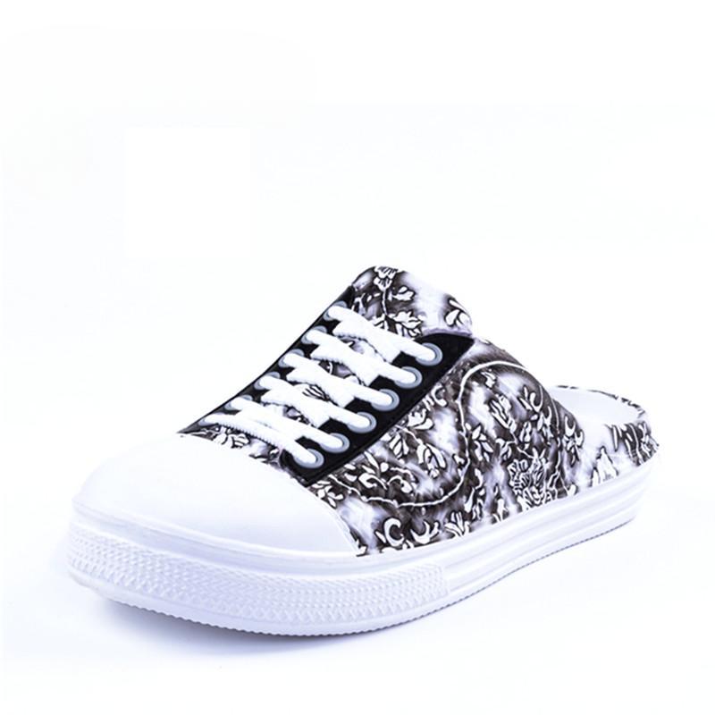 Новые женские модные сандалии без шнуровки, легкие удобные с цветочным принтом, дышащие уличные пляжные тапочки на плоской подошве с круглым носком