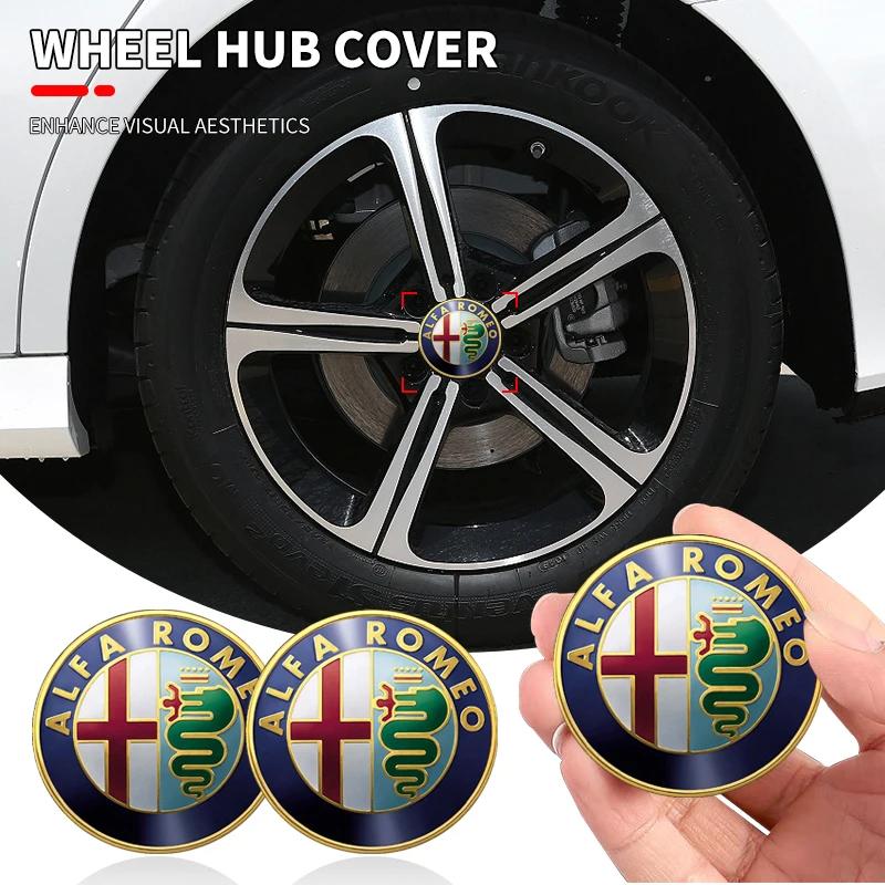 2026 Hot Alfa Romeo 4pcs 56mm Car Wheel Center Hub Caps Stickers Auto Decoration Accessories for Alfa Romeo 4C 159 Spider Giulia