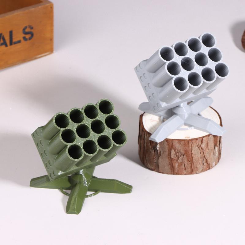3D Printed Creative Missile Shaped AA Battery Storage Organizer - Desktop Figurine Battery Storage Box