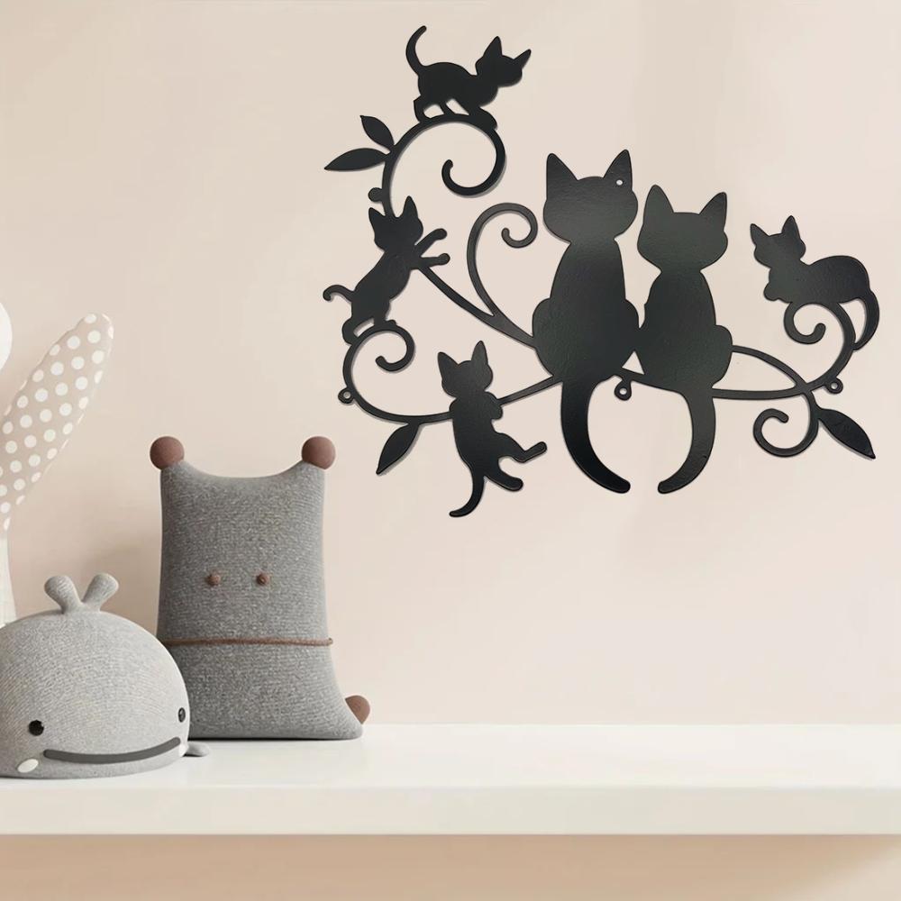 1 шт. Металлический кулон в виде силуэта черного кота - подвеска для дома в виде животного-кота. Уникальная настенная подвеска и украшение для сада, а также отличный подарок.