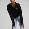 Puma T7 Вязаный свитер с V-образным вырезом, мягкий, удобный, свободного кроя, модный, женский топ, черный 627471-01