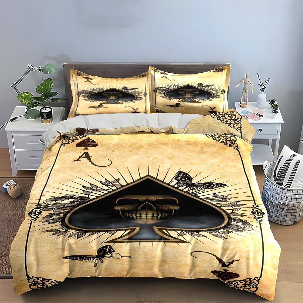 Skull Spade Design Bedding Set Bedding set (1 duvet cover, 2 pillowcases, duvet not included)