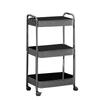 3-ярусная многофункциональная передвижная тележка на колесиках для кухни, ванной комнаты, черная, 3 яруса