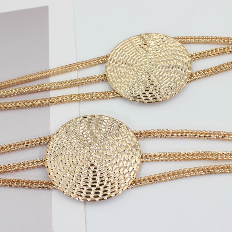 Gold Round Metal Parts Chain Tandem Waist Chain Ladies Decorative Dress Waist Hook Adjustment Belt