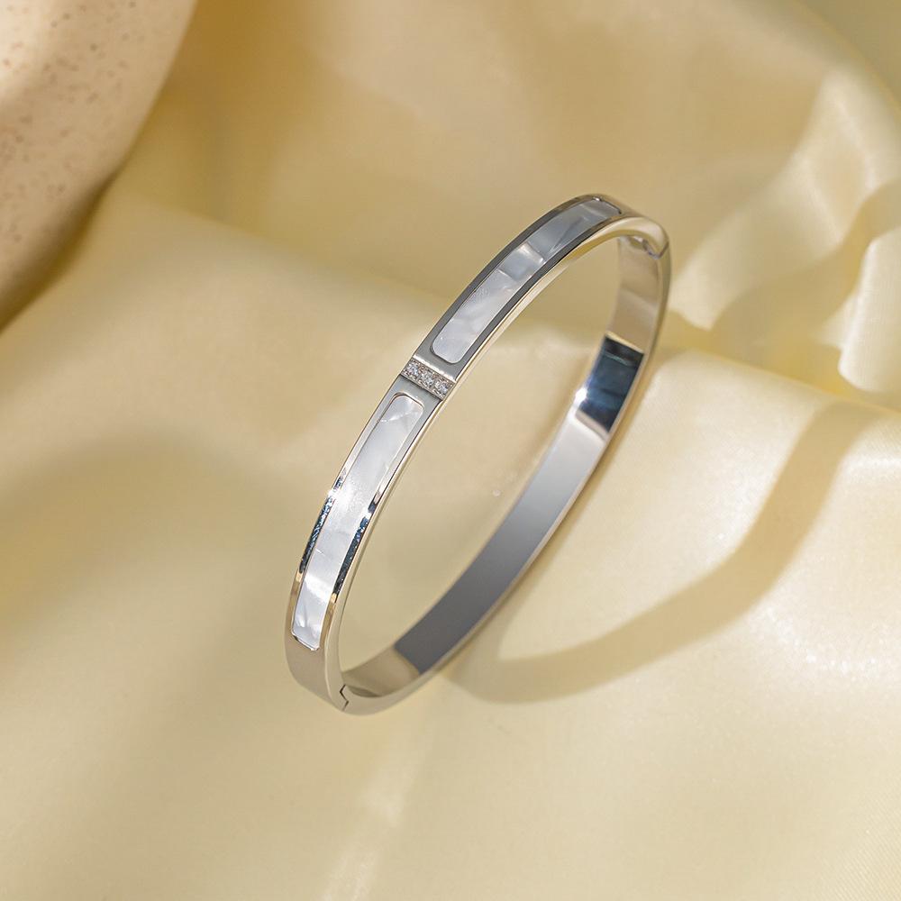 2025 новый белый браслет из рябчика три бриллианта простой нишевый семейный браслет из розового золота не выцветает