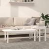 Coffee Table Set, White, 2 Pcs, Solid Pine Wood