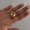 Exaggerate Colored Crystal Rings Gold Metal Open Ring Adjustable Rhinestone Rings  Daily
