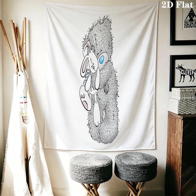 Tatty Teddy Wall Tapestry Aesthetic Wall Hanging Printed Fabric Blanket Decorative Tapestries for Bedroom Living Room Home Decor