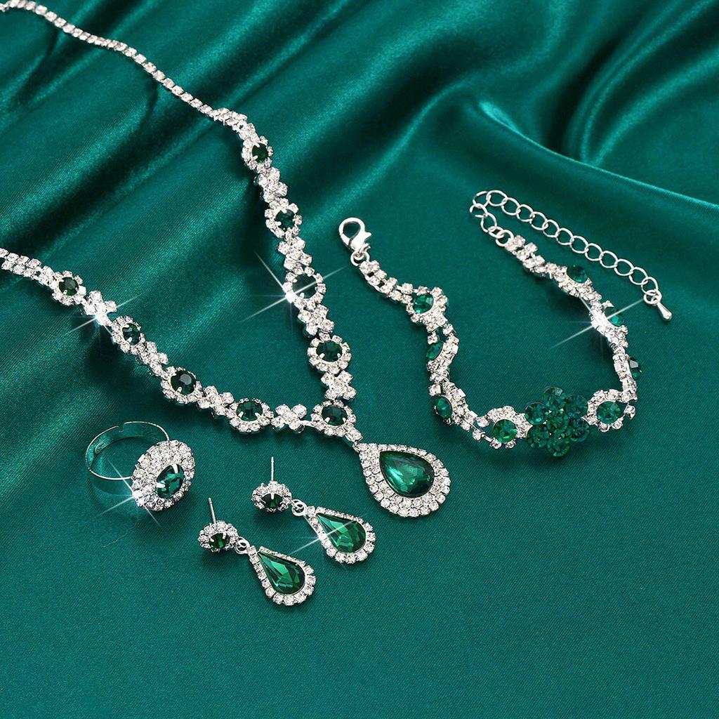 Jewelry Set Bracelet Earrings Necklace Ring Four-piece Set Versatile Temperament Light Luxury Premium