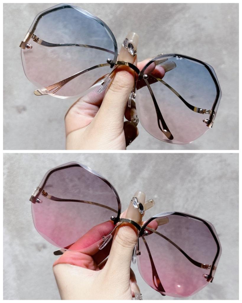 2 шт. Солнцезащитные очки для женщин Модные безободковые Пляжные Градиентные Солнцезащитные очки Женские Ретро Летние Очки UV400 Очки