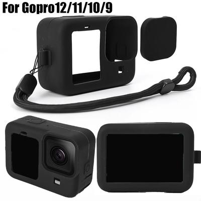 Мягкий силиконовый защитный чехол для камеры GoPro Hero 12 11 10 9, полный корпус, защитная оболочка с ремешком для GoPro 12 11 10