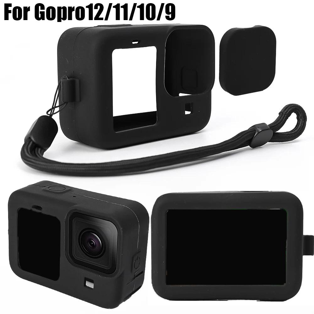 Мягкий силиконовый защитный чехол для камеры GoPro Hero 12 11 10 9, полный корпус, защитная оболочка с ремешком для GoPro 12 11 10